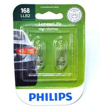 Philips LongerLife 168 5W Two Bulbs License Plate Light Replace Upgrade Stock