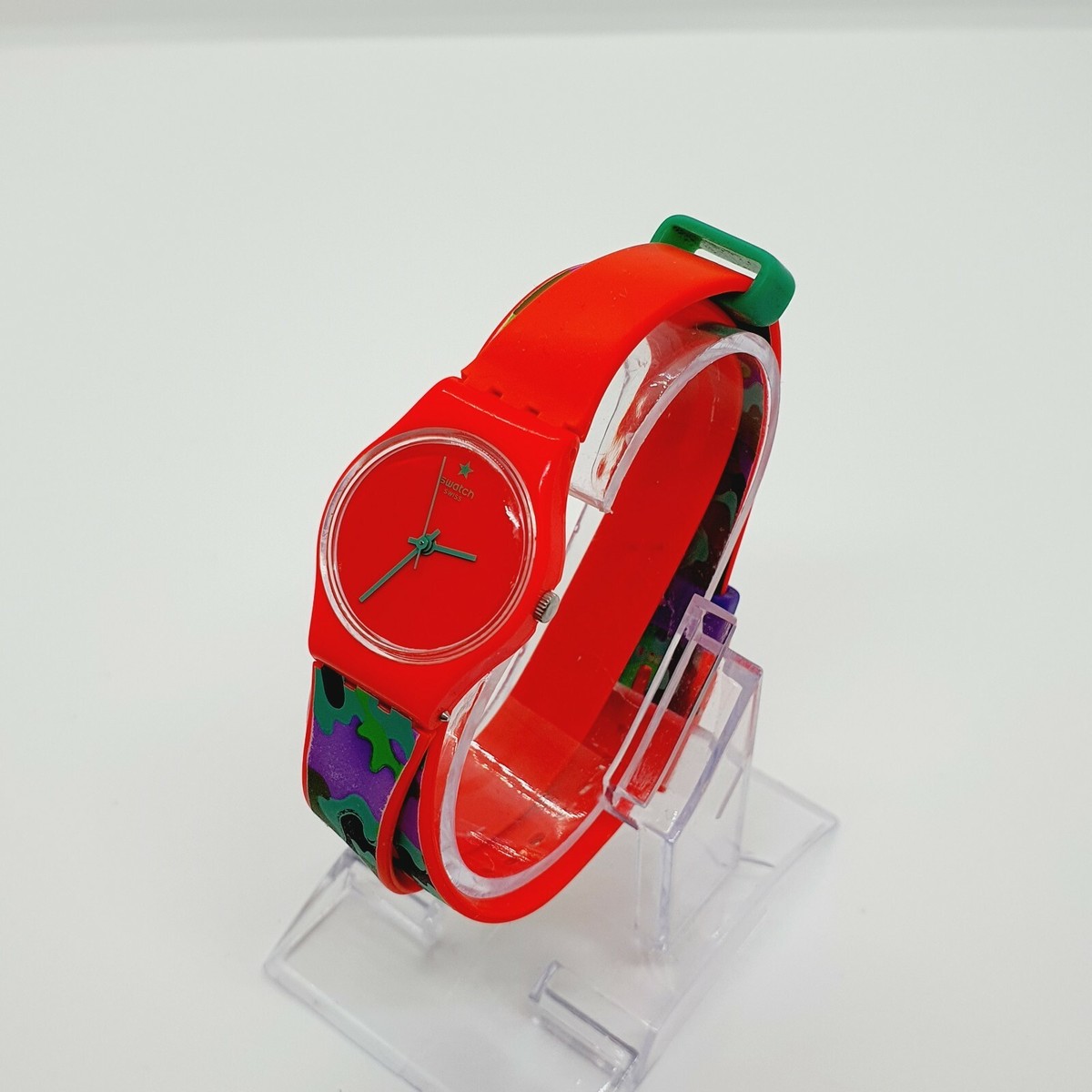 Vintage Swatch Radar Womens Watch 25mm Green Dial Red Swiss New Battery Swatch Watches for Women | Women main image 3