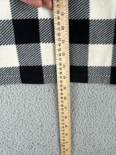 AMERICAN LIVING Women’s L Black Ivory Plaid Fleece Top Buffalo Collared Button - Picture 8 of 12
