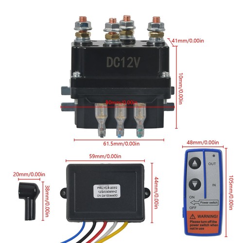 12V 250A Winch Control Solenoid Relay Contactor w/ 2x Wireless Winch Remote Kit - Imagen 10 de 17