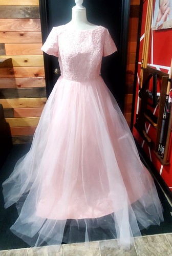LT Lanting Bride BLUSH PINK FULL Length Lace & Wedding Dress Size 12