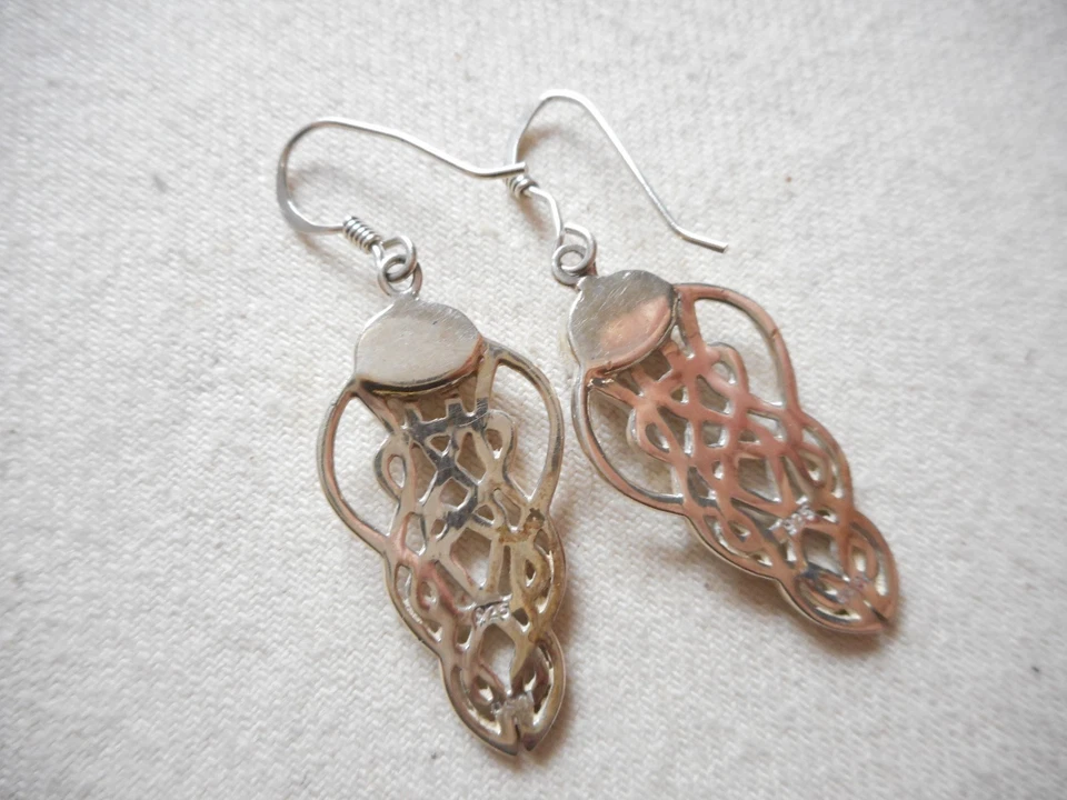 Sterling Silver 925 Celtic Knot Azurite Dangle Earrings   181611 - Image 4 of 4