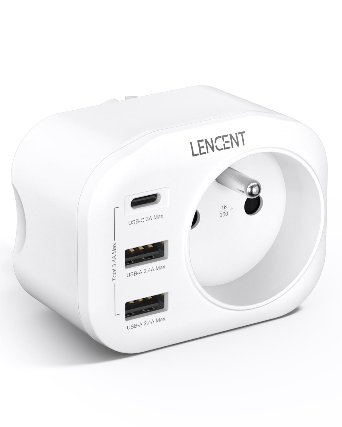 Multiprise 4 en 1 haute vitesse avec ports USB intelligents et prise AC pour charge simultanée