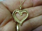 10K Yellow Gold 17 Diamond Heart Pendant Necklace 20" N16 — photo 5
