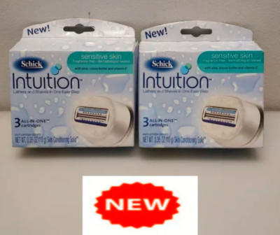 2, SCHICK INTUITION SENSITIVE SKIN ORIGINAL  RAZOR REFILLS VTG NOS DISCONTINUED