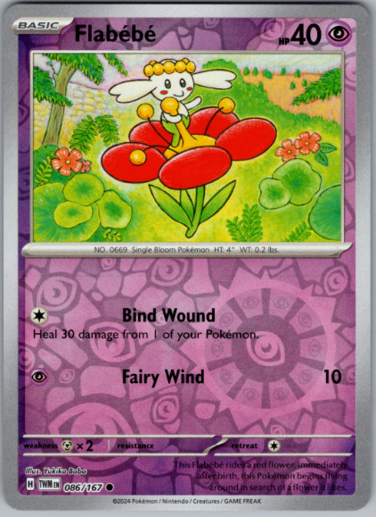 Pokemon - Flabebe - 086/167 - Reverse Holo -  Twilight Masquerade -NM/M