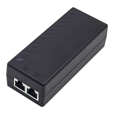 Gigabit PoE+ Injector 30W 48V 10/100/1000Mbps IEEE 802.3af/at 328 ft Black