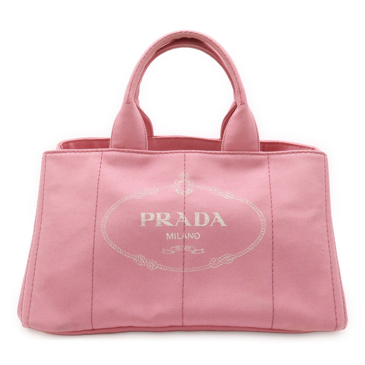 PRADA CANAPA Canapa Tote Bag Handbag Large Tote Canvas GERANIO Pink Gold Hardwar