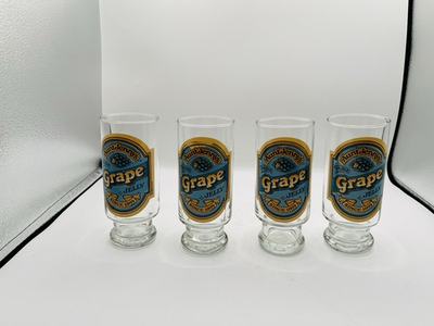#ad 1980s Aunt Jenny’s Grape Jelly Glasses Drinking Tumblers Set Of 4 $55.00