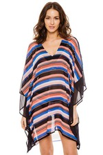 Michael Kors Women's Stripe V-Neck Tunic Swim Cover Up Xs/S