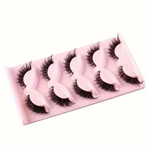 5 Pairs Cat Eye False Eyelashes – Faux Mink Elongated Wispy Lashes image 4