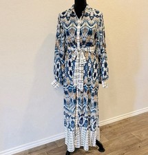 Flying Tomato Womens Size Large Boho Patchwork Maxi Button Front Shirt Dress