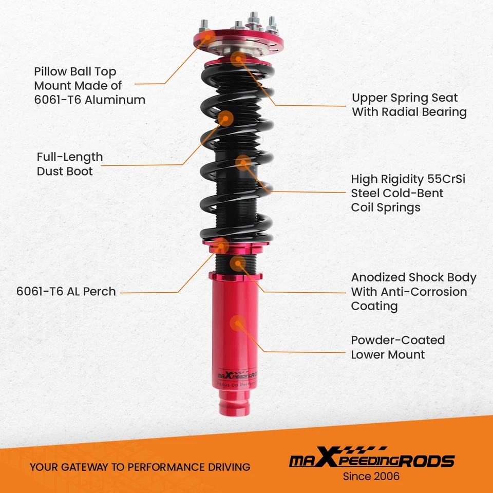 Kit de suspensión MaXpeedingrods Coilovers para puntales de amortiguador Honda Accord 03-07 Foto 3 de 4