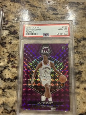 2023-24 Panini Mosaic  Sidy Cissoko #233 (RC) Purple 68/99 Psa Gem Mint 10