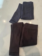 2 pair Women  s Ribbed Knit Leggings S/M High Rise Stretch leggings Brown/gray