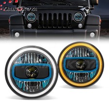 7 Led Headlights For 1976-2018 Jeep Wrangler Cj Tj Jk Wdrl Startup Animation