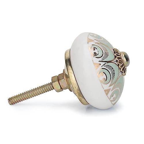 Gold Knobs for Cabinets Assorted Green Dresser Knobs Vintage Ceramic Door - Picture 4 of 8