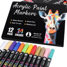 24 Farben Acrylstifte, 12er Doppelspitze Pinselspitze Acrylic Marker,