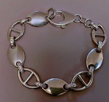 Superbe Bracelet argent grain de café zirconium bracelet argent massif