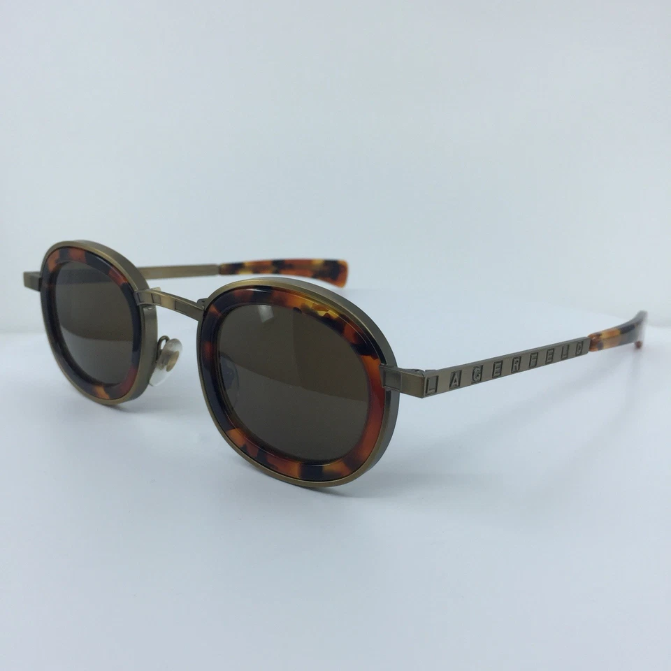 New Vintage Karl Lagerfeld Sunglasses M 4111 C. 04 Antique Gold with Tortoise — 第 2/4 张图片