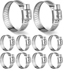 Hose Clamp, 10PCS Stainless Steel Hose Clamps with Worm Gear, Adjustable 3/4'...