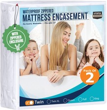 Mattress Protector Zippered Twin Size Pack of 2 , 100 Waterproof Bed Bug an...