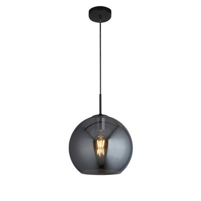 1 Leuchte schwarz modern rund Rauchglas Schirm Decken Hänge Pendelleuchte