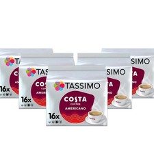 Tassimo Costa Americano Coffee Pods x16 (Pack of 5, Total 80 Drinks)