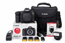 Canon EOS 5D Mark II DSLR Camera Body + Box, Flash, Bag, Batteries – Excellent