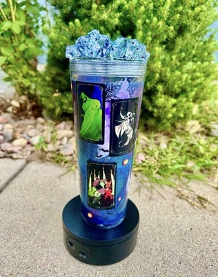 Nightmare Before Christmas 24oz Tumbler | Blue & Purple Mica Drip Cup with Straw