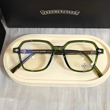 Chrome Style Hearts Big Frame Glasses Women Men Eyewear - Green