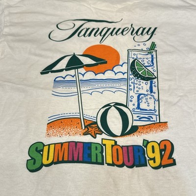 Vintage NOS Tanqueray Gin Summer Tour 1992 Shirt Size XL White Beach Graphic
