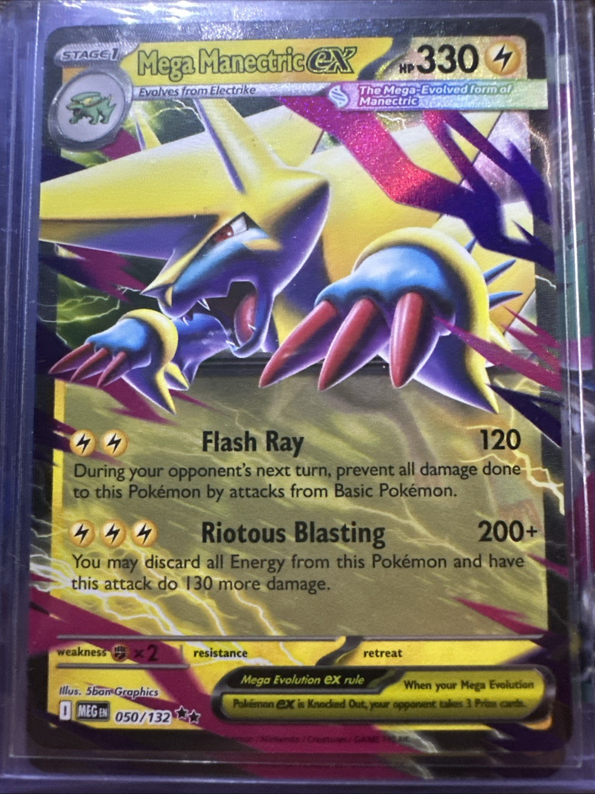 Mega Manectric Ex 50/132, Mega Evolution Double Rare Holo, Pokemon TCG, NM