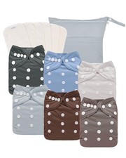 Reusable Cloth Diapers Pack of 13 with Bamboo Inserts and Wet Bag