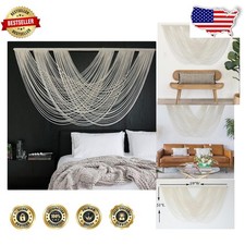 Large Macrame Wall Hanging Ivory Boho Textured Cotton Handmade 57"W
