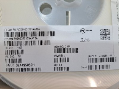 KYOCERA AVX 06035C105KAT2A CAP CER 1UF 50V X7R 0603 4000Stk _0,16_5