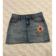 Gap Girls Denim Floral Embroidered Mini Skirt Size 12 Regular