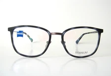 Zeiss Germany 52-18 140 Titanium Dark Blue Gunmetal Panto Frames Eyeglasses Mens