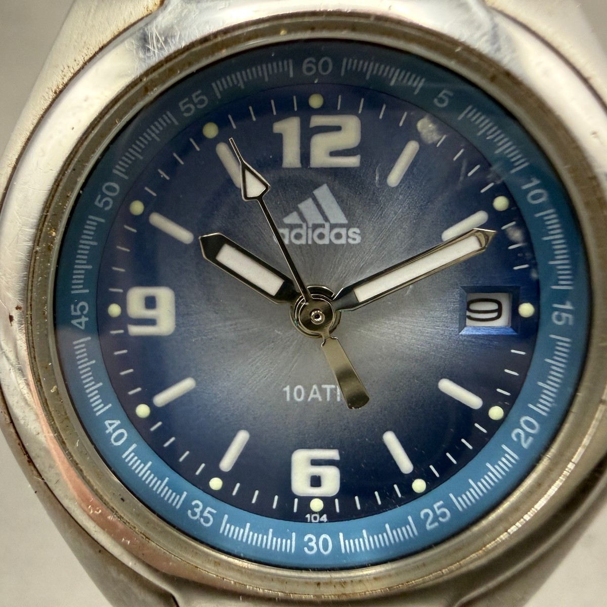 Adidas Watch Women 29mm Blue Dial Silver Tone Date Round 10-0208