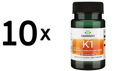 10 x Swanson Vitamin K-1, 100mcg - 100 tabs (57,49 EUR/kg)
