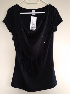 T-Shirt Size XS-S (34-36) Modal + Cotton New Trend 2026: Fringe! top
