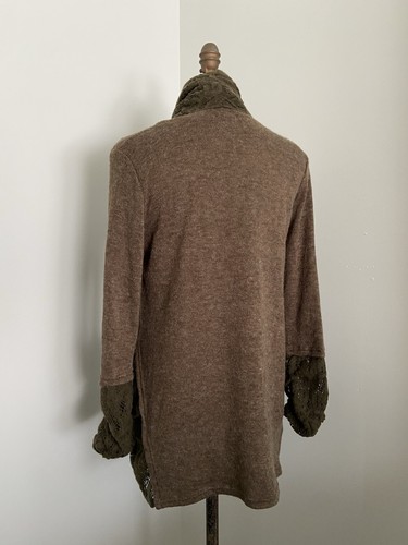 Anthropologie A'REVE Green Soft Knit & Crochet Lace Sweater Sz L - Picture 3 of 9