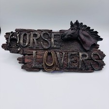 Horse Lovers Resin Wall Plaque Sign, Brown, Approx. 14" x 8" Decorative