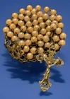Vintage Iridescent Peach Milk Glass Petite Rosary, Gold Tone Crucifix, France
