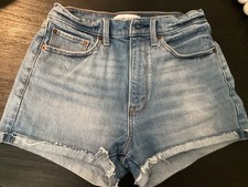 Abercrombie Fitch Light Blue High-Rise mom Shorts Rolled Cuffs 26/2R