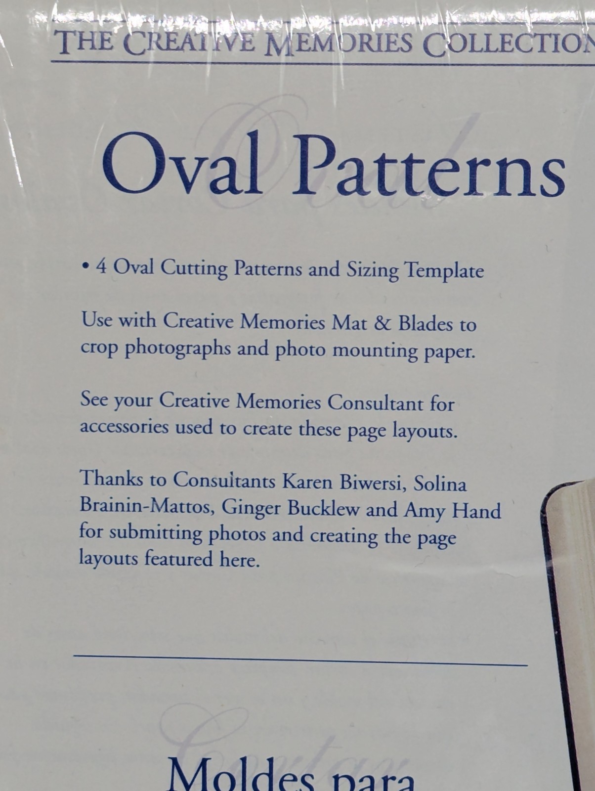 Creative Memories Custom Cutting System 4 Oval Patterns and Sizing Template 2003