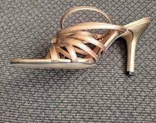 Pierre Dumas Strappy Stiletto Metallic Open Toe Heels sandals shoes Size 6