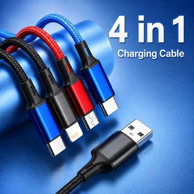 4 in 1 Multi USB Charging Cable Fast Charger Cord For iPhone Type C Micro