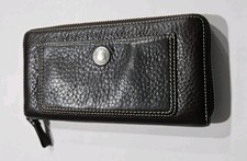 Vintage Coach Chelsea Brown Pebbled Leather Accordion Clutch Zip Around Wallet