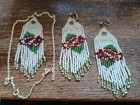 Vtg Long Native Hand Made Beaded Shoulder Duster Earrings+Necklace Set Dsngle  — photo 2